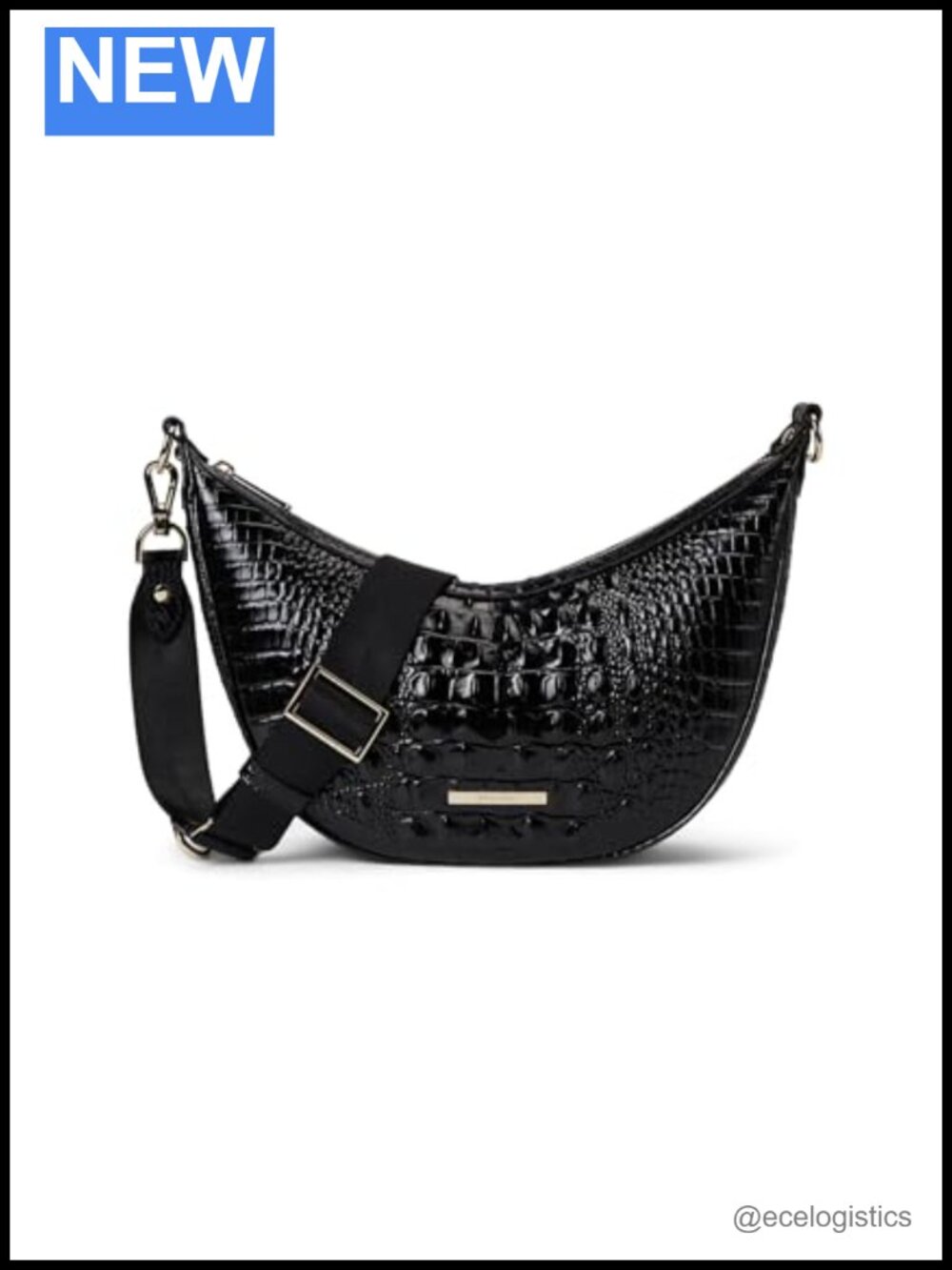 BRAHMIN Percy Semicircular Leather Crossbody Hobo Bag with Adjustable Strap